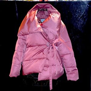 Avec Les Filles mauve rose pink asymmetric puffer jacket coat XS